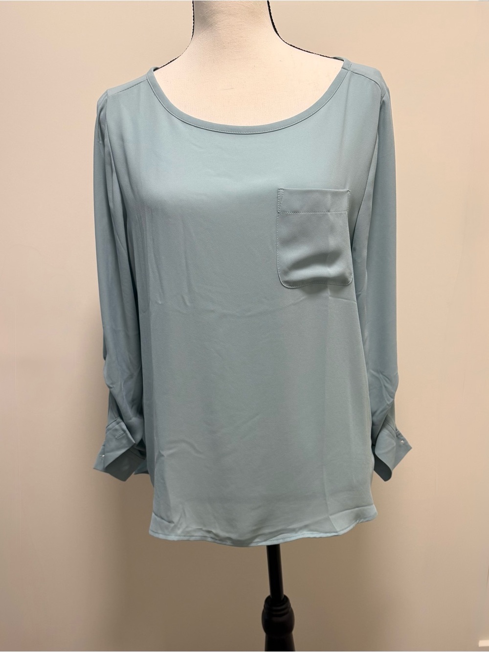 LOFT Seafoam Scoop Neck Long-Sleeve Blouse NWT -LP